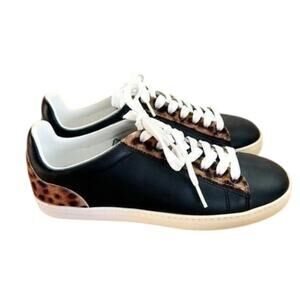Stuart Weitzman Livvy Leopard Print Calf Hair and Leather Sneaker Size 9